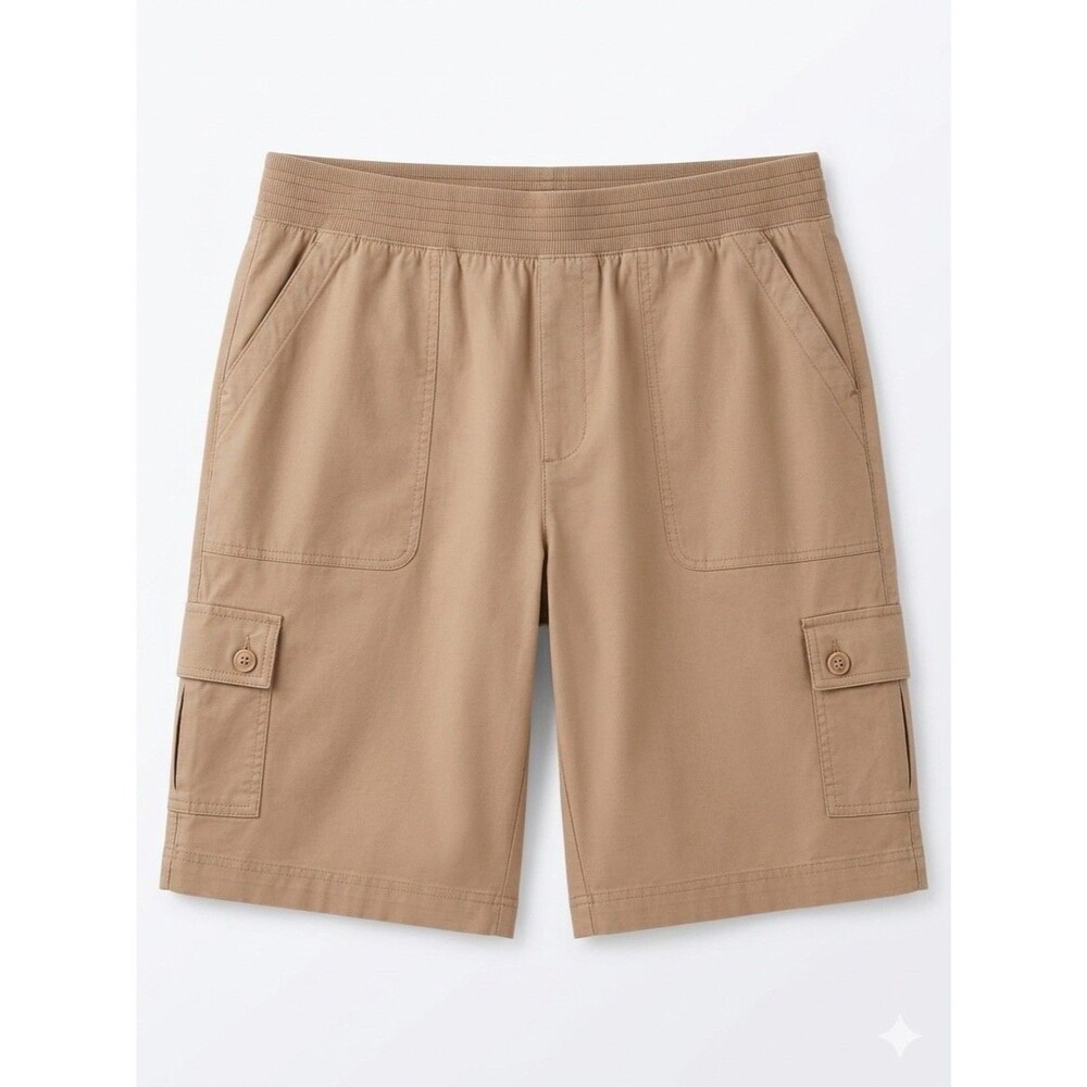 Chico's Cargo Shorts Women Size 1.5 Regular Medium US 10 Tan Khaki Elastic Waist